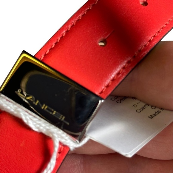 Lancel Cinnabar Red Leather Belt NWT